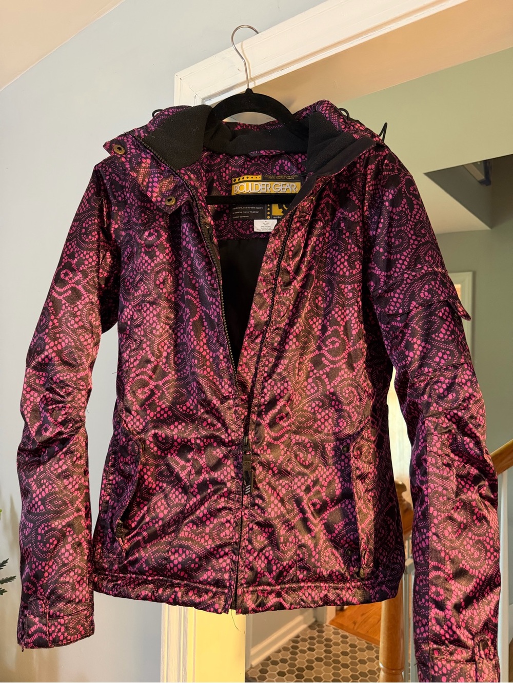 Boulder Gear Women's Pink Patterned Ski Jacket with Hood